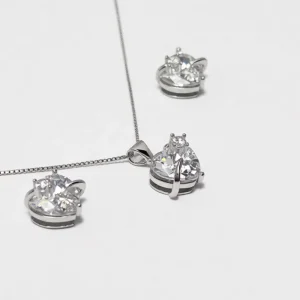 نیم ست نقره 925 اصل مدل قلبی و نگین‌دار