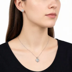 نیم ست نقره 925 اصل مدل قلبی و نگین‌دار