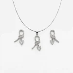 نیم ست نقره 925 عیار اصل مدل پاپیون و آویز قلب نگین‌دار