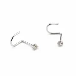 پیرسینگ بینی نقره تک نگین ته کج 1 میلی‌متری
