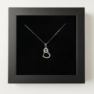 گردنبند نقره دخترانه حلقه و قلب نگین دار