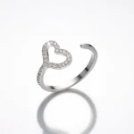 انگشتر نقره فری سایز دخترانه مدل قلب نگین‌دار