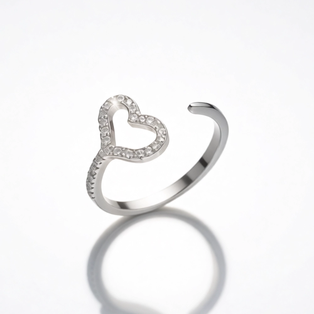 انگشتر نقره فری سایز دخترانه مدل قلب نگیندار انگشتر نقره فری سایز دخترانه مدل قلب نگیندار