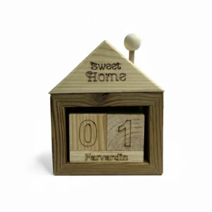 تقویم چوبی رومیزی طرح خانه