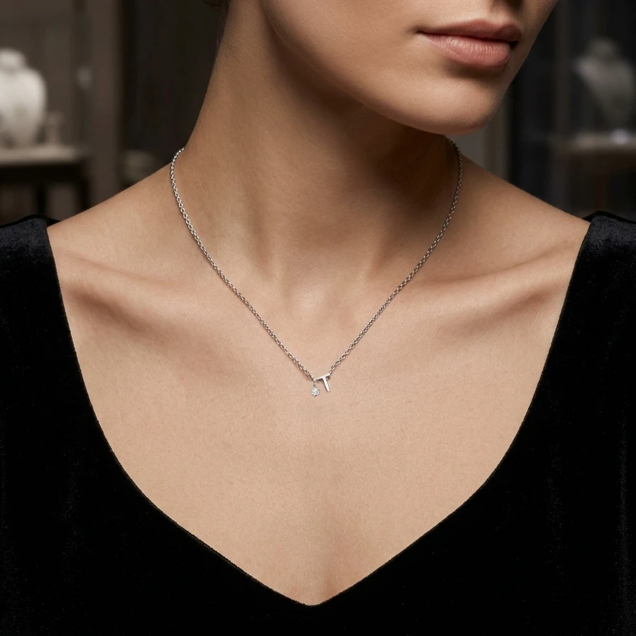 گردنبند زنانه حرف تی